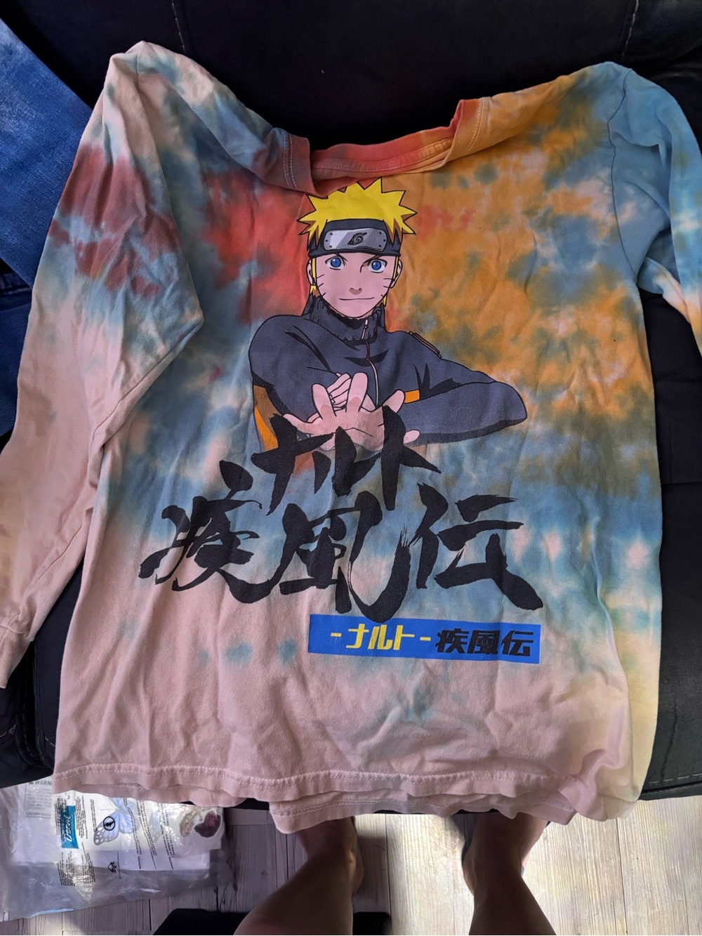 Tie-Dye Naruto Graphic Long Sleeve Shirt - Multicolor